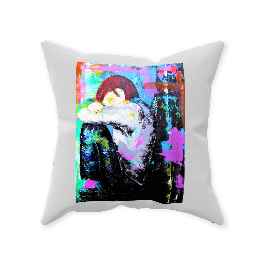 Decorative Pillow - "Tommy" - Hand painted Linen style Throw Cushion - Original Art Pillow