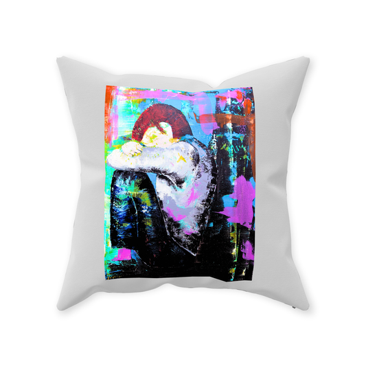 Decorative Pillow - "Tommy" - Hand painted Linen style Throw Cushion - Original Art Pillow