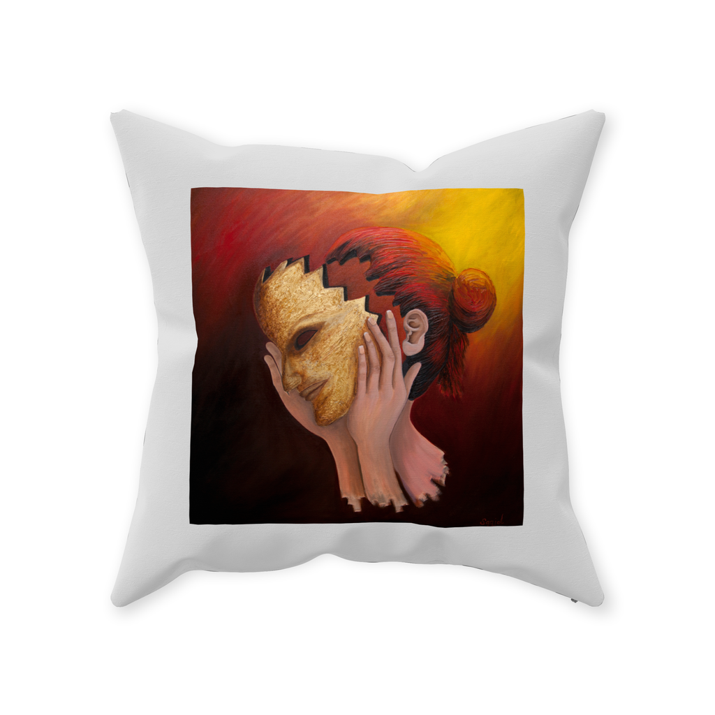 Decorative Pillow - "Thoughts" - Hand painted Linen style Throw Cushion - Original Art Pillow