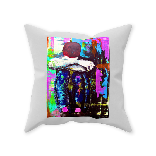 Decorative Pillow - "Tommy 2 " - Hand painted Linen style Throw Cushion - Original Art Pillow