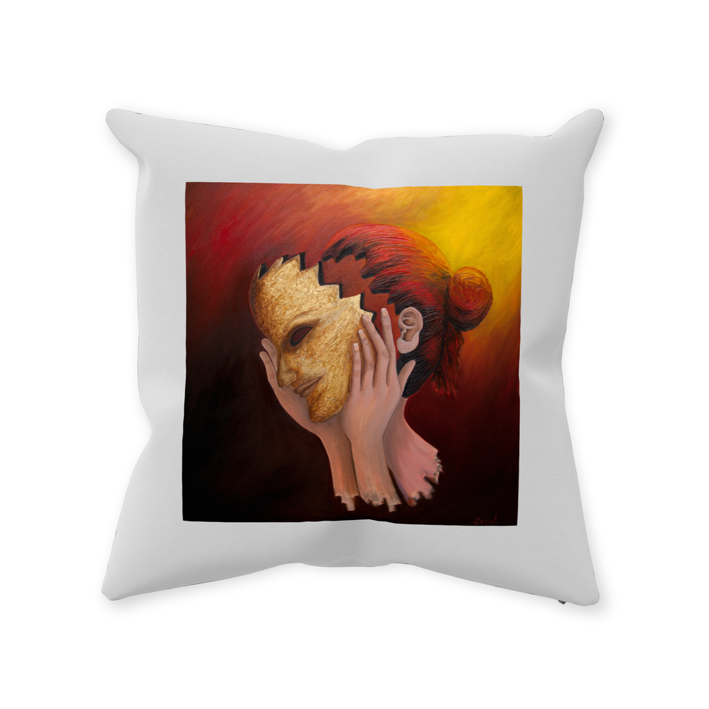 Decorative Pillow - "Thoughts" - Hand painted Linen style Throw Cushion - Original Art Pillow