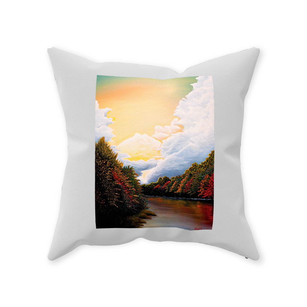 Decorative Pillow - Memories - Hand painted Linen style Throw Cushion - Original Tree Art Pillow