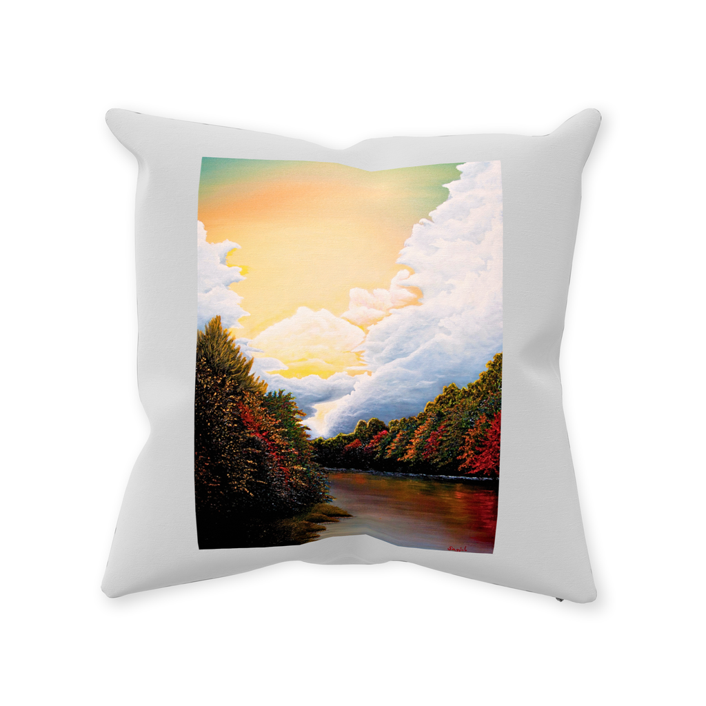 Decorative Pillow - Memories - Hand painted Linen style Throw Cushion - Original Tree Art Pillow