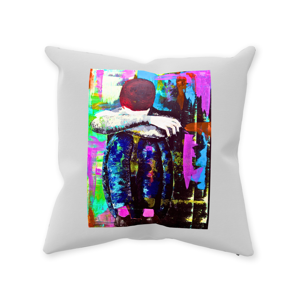 Decorative Pillow - "Tommy 2 " - Hand painted Linen style Throw Cushion - Original Art Pillow