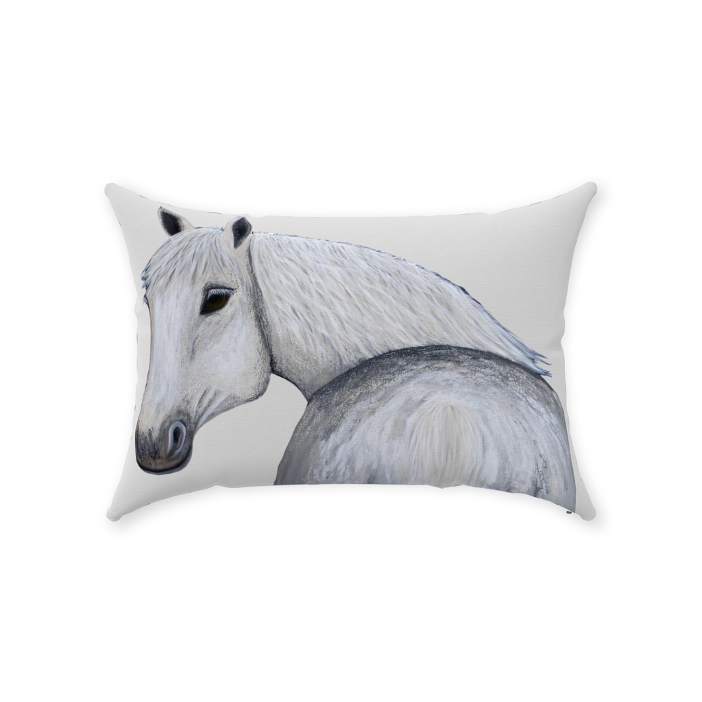 Lumber Pillow- "Ghost" - Original Art Linen style Decorative Cushion- Equestrian Pillow